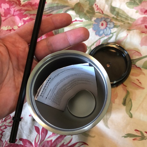 STARBUCKS Large venti Stainless Steel Cold Drink Cup Dual-Wall Black Straw NEW - Picture 13 of 14